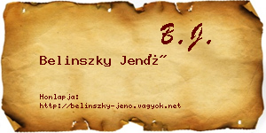 Belinszky Jenő névjegykártya